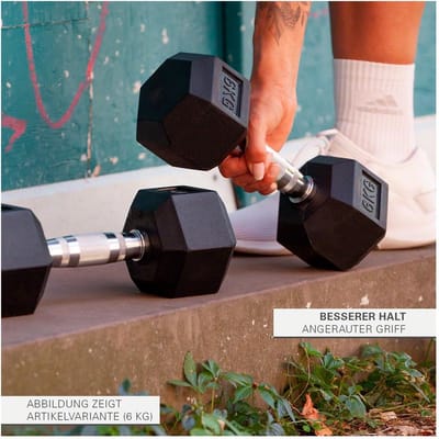 Compacte Halter - Hex halter Sport halter - Krachtoefeningen thuis - Zeshoekige vorm voorkomt wegrollen - 1 kg - Zwart