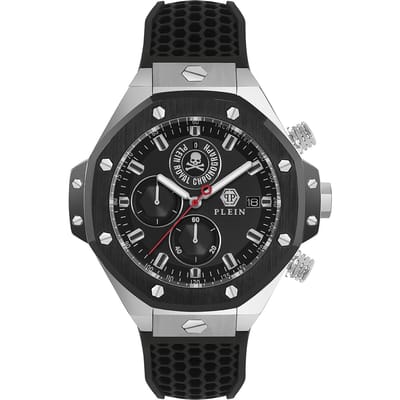 Philipp Plein Plein Chrono Royal PWLFA0225 Horloge - Siliconen - Zwart - Ø 46 mm