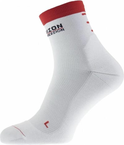 Horizon Quarter compressie sportsokken - Wit / Rood - Uitstekende anatomische pasvorm - Stevige compressie - Schoenmaat: 35-38