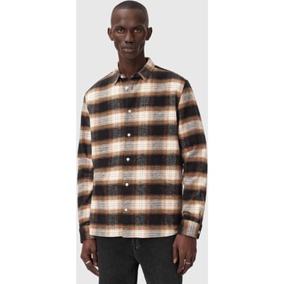 AllSaints Mercy Ls Shirt Rusty Orange Taglia: M | Camicie Casual Outlet | Uomo | Marrone
