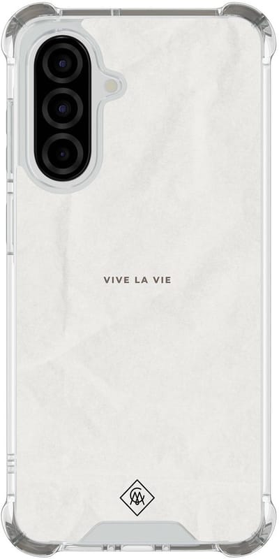Casimoda® hoesje - Geschikt voor Samsung Galaxy A56 - Vive La Vie - Shockproof case - Extra sterk - TPU/polycarbonaat - Bruin/beige, Transparant