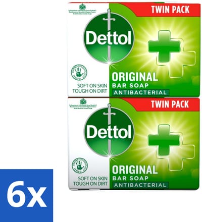 6 x Dettol - Zeeptablet - Origineel - Antibacterieel - 2x 100g Zeeptabletten - Handzeep - Antibacterieel - Hygiëne - Handwas - Zeeptablet