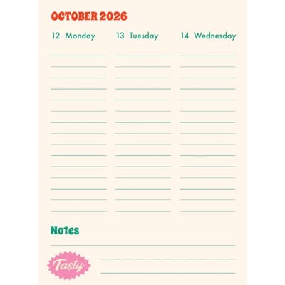 Kitsch Kitchen Schoolagenda 2026-2027 El Restaurante Yummy