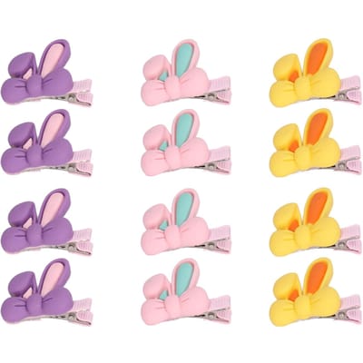 Pinces à cheveux pour animaux de compagnie, 12 pièces, Design oreilles de lapin, épingles de toilettage en résine pour chiens, chats, chiots à poils longs white