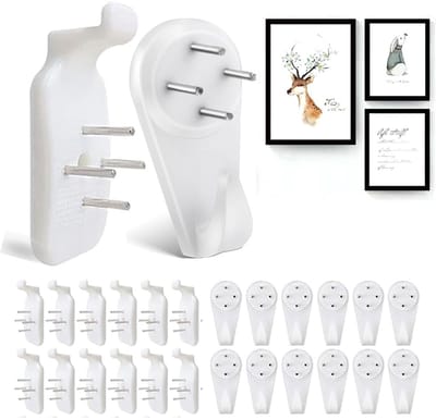 Dailygoods- Wandhaak Set van 40 - Zelfklevend - Voor Foto's/Paintings - Geschikt voor Diverse Muren - Wit - Verwijderbaar met Schroevendraaier - Haakjes