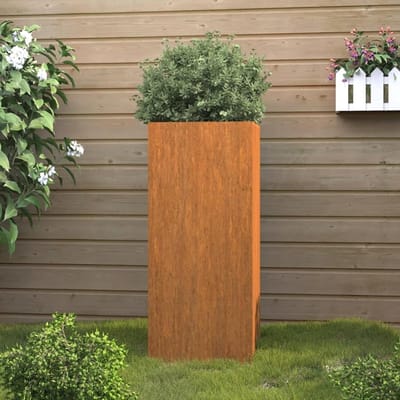 Bloembak Cortenstaal - Balkonbak Tuinbak - Planten Versieren - Roestbestendig Staal - 32 x 27.5 x 75 cm - Bruin
