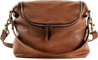 HAROLD'S Leren Schoudertas Submarine Zipperbag Cognac Bruine