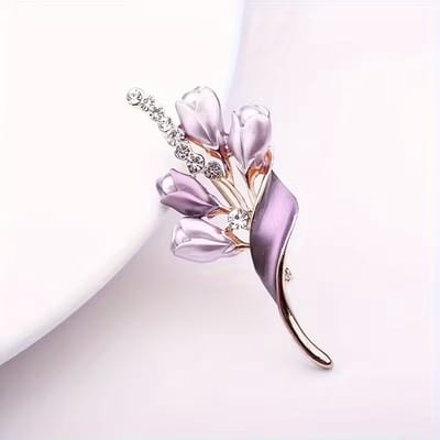 Dames Broche Paarse Tulp - Bloem Design - Elegant Accessoire