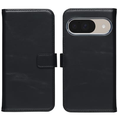 Selencia Hoesje - Geschikt voor Google Pixel 10 / 10 Pro - Echt Lederen Bookcase - Zwart