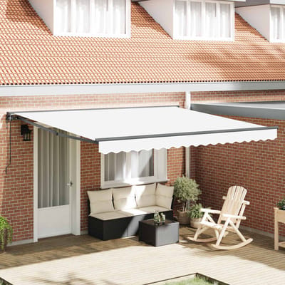 vidaXL - Zonnescherm - Frame - Wit - 400 - × - 300 - cm - Polyester - met - PU-coating