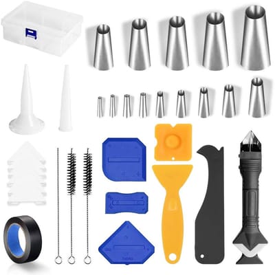 Complete 33-delige Kit voor Silicoon en Afwerking - Gereedschap voor Kit, Voegen en Hoeken in Keuken, Badkamer en Meer