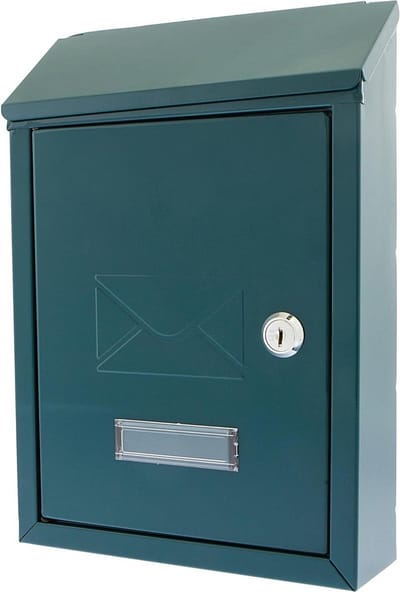 Afsluitbare Weerbestendige Brievenbus van Gegalvaniseerd Staal - Voor Montage aan de Muur - Groen - 21 x 30 x 7cm