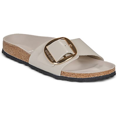 Madrid Big Buckle Natural Leather Patent High-Shine Oyster