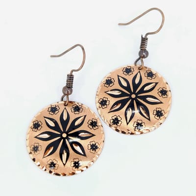 Viwado Handgemaakte Koperen Oorbellen - Bloemenmotief Filigraanstijl Boho Luxe Handwerk Dames Sieraden.
