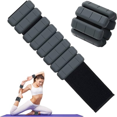 450 Gram x 2 - Siliconen Pols- en Enkelgewichten - Weighted Band - 2 Stuks Gewichtsmanchetten voor Fitness en Krachttraining - Geschikt voor Thuis, Sportschool en Reizen