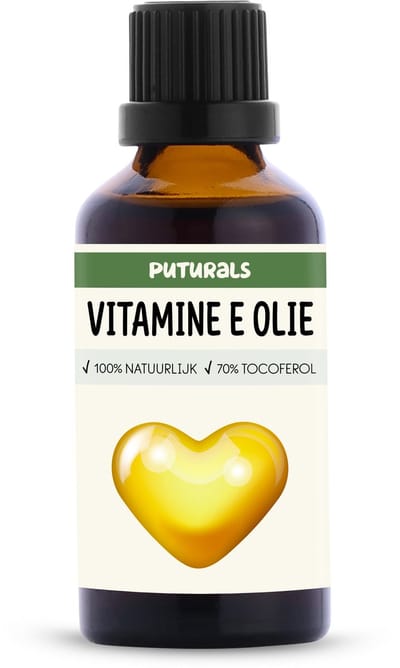 Puturals Vitamine E Olie 100% Natuurlijk - 50ml - Tocoferol 70% - Vitamine E Olie voor Gezicht, Huid en Haar - Puur en Vegan