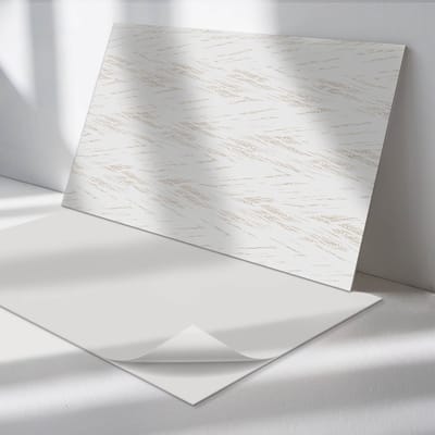 Wallfluent Vinyl Tegels - textuur met Delicate Lijnen Zelfklevende Vinyltegels - 40 cm x 20 cm - Romig Vinyl Tegels - Set van 10 - Rechthoek PVC Tegels - Texturen Plaktegels - Vloer Tegels PVC - Plaktegels Keuken en Badkamer