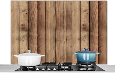Spatscherm keuken 120x80 cm - Kookplaat achterwand Hout - Brocante - Patronen - Muurbeschermer - Spatwand fornuis - Hoogwaardig aluminium
