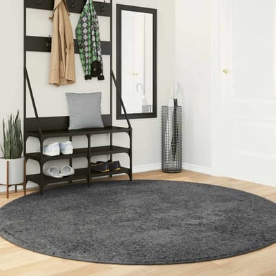 vidaXL - Vloerkleed - OVIEDO - laagpolig - Ø - 200 - cm - antracietkleurig