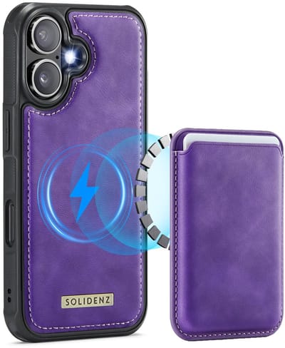 Hoes geschikt voor iPhone 17 Hoesje met pasjeshouder - Solidenz MagSafe compatibel Wallet Backcover - 3 Kaarten - Schokbestendig - Paars