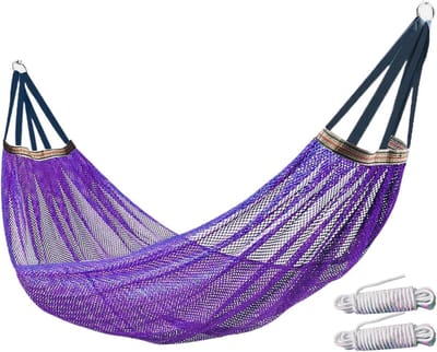 Hangmat Schommel - Kampeerhangmat Boomhangmat - Buiten Ontspannen - Koel IJsvezel Mesh - 260 x 130 cm - Paars