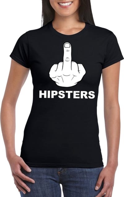 Fuck hipsters t-shirt zwart - dames - katoen S