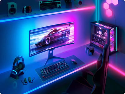 Glowinh - Pc Pro Gaming Led Stips - 27 Inch tot 34 Inch - Game Led Strips - Led Verlichting - Led Lights - Led Strips - Ledstrip - Ledstrips - Met Synchronisatie - Zelf Klevend - Gaming