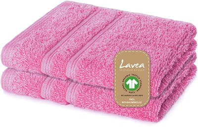 Lavea® 2 Wasdoekjes 30x30 cm van 100% biologisch katoenen badstof, zacht en absorberend, voor thuis, hotel en spa – ook ideaal als gezicht- en handdoekje – Koraal