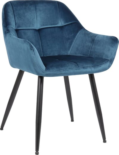CLP Emia Eetkamerstoel - Met armleuning - Velvet - blauw Fluweel