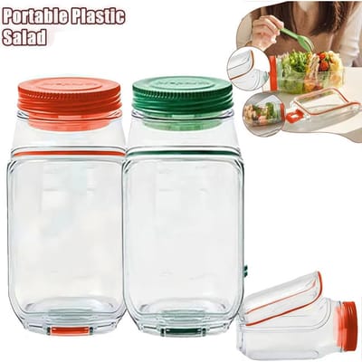 Salade Pot Draagbare Salade Bekers Herbruikbare Plastic Salade Container Gekoeld/Vaatwasserbestendig Ontbijtgranen Noten Yoghurt Container Beker Voedsel Opslag Bento Box 2PCS