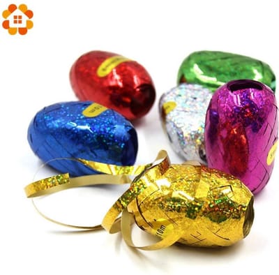 6 rolletjes cadeaulint multicolor - per rol 10 meter = 60 meter lint