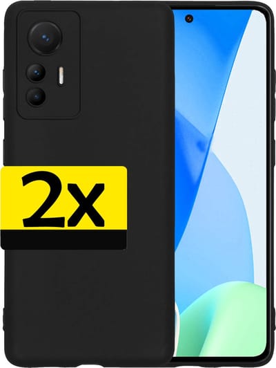 Hoesje - 2 Stuks - Geschikt voor Xiaomi 12 Lite - Sterk & Shockproof - Case Siliconen - Back Cover - Telefoon Hoes - Telefoonhoesjes - Zwart