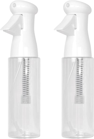 Set van 2 Sprayflessen met Continue Ultra Fijne Mist voor Haarstyling en Planten - 360 ml, Wit, Perfect voor Vernevelen en Hydrateren