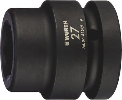 Wurth - 1 inch krachtdopsleutelinzet, met., zeskant, kort - 1 inch krachtdopsleutel zeskant, metrisch, kort x 1 st Sleutelwijdte 27 mm