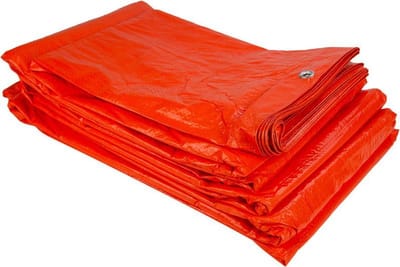 Afdekzeilwinkel - 5x6 oranje 100gr afdekzeil met zeilringen - bouwzeil
