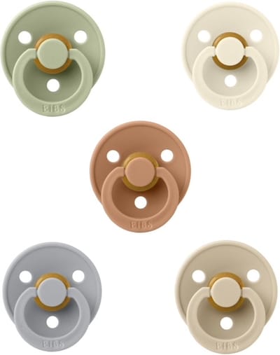 Bibs fopspenen 0-6 maand set 5 stuks Cloud,Vanilla,Sage,Ivory en Peach maat 1