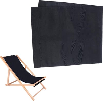 Vervangende Canvas voor Strandstoel 111 x 44 cm - Luxe Lounge Stoel Bekleding, Opvouwbare Zwarte Oxford Stof voor Tuin, Zwembad en Zonnebaden