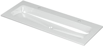 INK Aspekt Wastafel Porselein Centraal met 2 Kraangaten - 1200x450x15 mm - Glans Wit