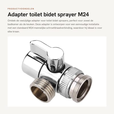 Dailygoods - Adapter toilet bidet sprayer - M24 Male Thread - Eenvoudig te installeren - Kleur: Messing - Flexibele aansluiting - Geschikt voor badkam...