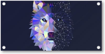 Abstracte Wolf - Tuinposter 200x100 - Wanddecoratie - Minimalist - Dieren