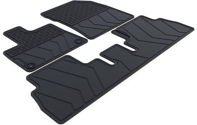 Rubber Automatten geschikt voor Peugeot Rifter - 2018-heden - 3-delig - Uitvoering: L1/L2 | 5-zits | Variabele stoelen | Bevestigingssysteem: Clips (met oog)