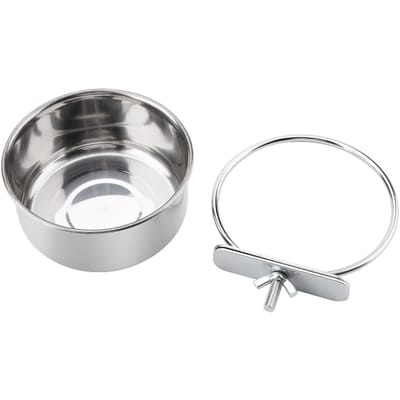 Bol d'Alimentation Eau Acier Inoxydable Perroquet Perruche Mangeoire Accessoire Cage Oiseau M