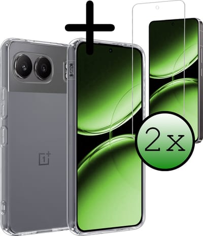 Hoesje Met 2x Screenprotector - Geschikt voor OnePlus Nord 4 - Sterk & Shockproof - Back Cover - Siliconen Case - Telefoon Hoes - Transparant