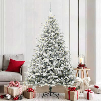 vidaXL - Kunstmatige - Voorverlichte - Kerstboom - met - Ballenset - Groen - 210 - cm