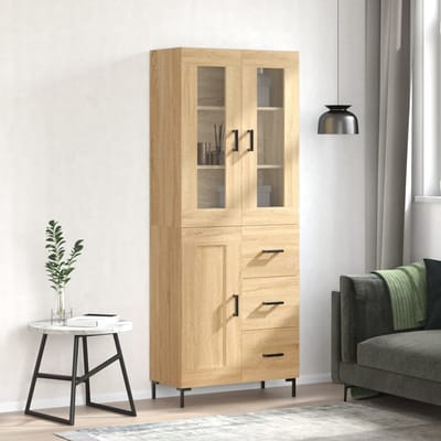 vidaXL - Hoge - kast - 69,5x34x180 - cm - bewerkt - hout - sonoma - eikenkleurig