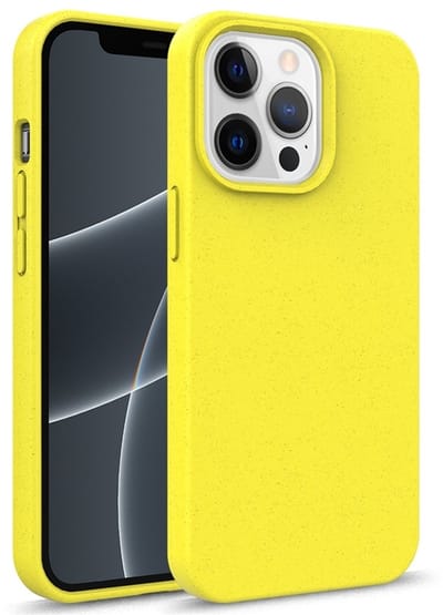 geschikt voor iPhone 14 Plus Eco Hoesje - Flexibel Telefoonhoesje Bio Degradable - Mobiq Flexibel Eco Hoesje geel- geschikt voor iPhone 14 Plus