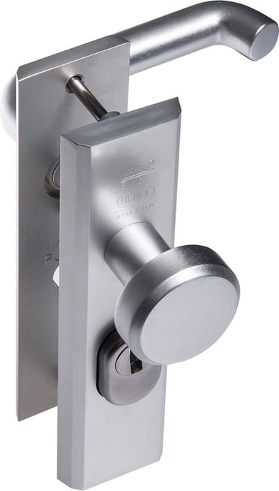 Nemef Veiligheidsbeslag knop/kruk AK - deurdikte 38/40 mm - links en rechtsbruikbaar - PC 55 mm - F1 - In blisterverpakking -