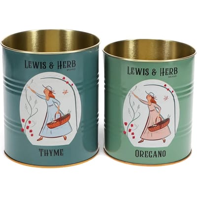 Rex London Retro Storage Tins - Bewaarblikken Medium - Lewis & Herb - Petrol/Groen