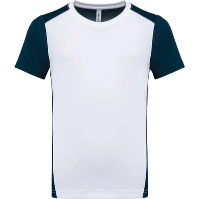 PROACT® Ecologisch sport-T-shirt in twee kleuren voor kinderen PA4016 - White / Navy - 12/14 years (12/14 ans)