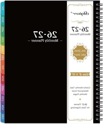 Maandplanner/kalender 2025 - JAN-DEC 2025 maandplanner, planner met kleurrijke tabbladen, 2025 planner voor dagelijks organiseren - waterdichte hoes (8 x 10 inch, maandpagina's en notities, zwart)